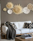 7 Piece White/Natural /Black- Wall Gallery Set (Sun Circles,Porcupine Baskets, Malawi Trays)