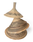Handwoven African Mokorotlo-Style Hats – Natural /Brown 4 Piece Set