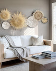 7 Piece White/Natural /Black- Wall Gallery Set (Sun Circles,Porcupine Baskets, Malawi Trays)