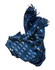 African Mudcloth Throw - Indigo with Gold Detail