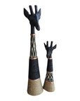 Beaded Wooden Giraffe Statue - Black/Black Beads