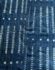 African Mudcloth Throw - Indigo with Gold Detail