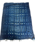 African Mudcloth Throw - Indigo with Gold Detail
