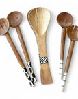 Wooden African Serving Spoons - White