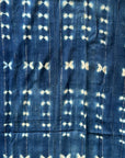 African Mudcloth Throw - Indigo with Gold Detail