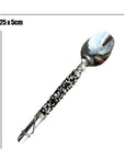Silver Beaded African Serving Spoon - White/Black