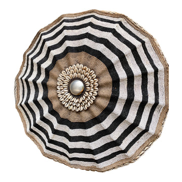 African Beaded Shield - Umbrella - Spider Black/White