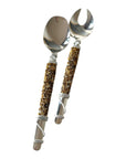 Silver Beaded African Salad Servers - Gold