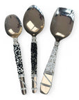 Silver Beaded African Serving Spoon Large - Black/Silver