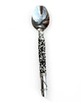 Silver Beaded African Serving Spoon - White/Black