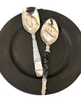 Silver Beaded African Serving Spoon Large - Black/Silver