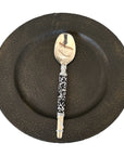 Silver Beaded African Serving Spoon - White/Black