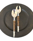 Silver Beaded African Salad Servers - Gold