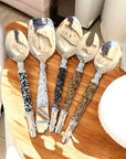 Silver Beaded African Salad Servers - Gold