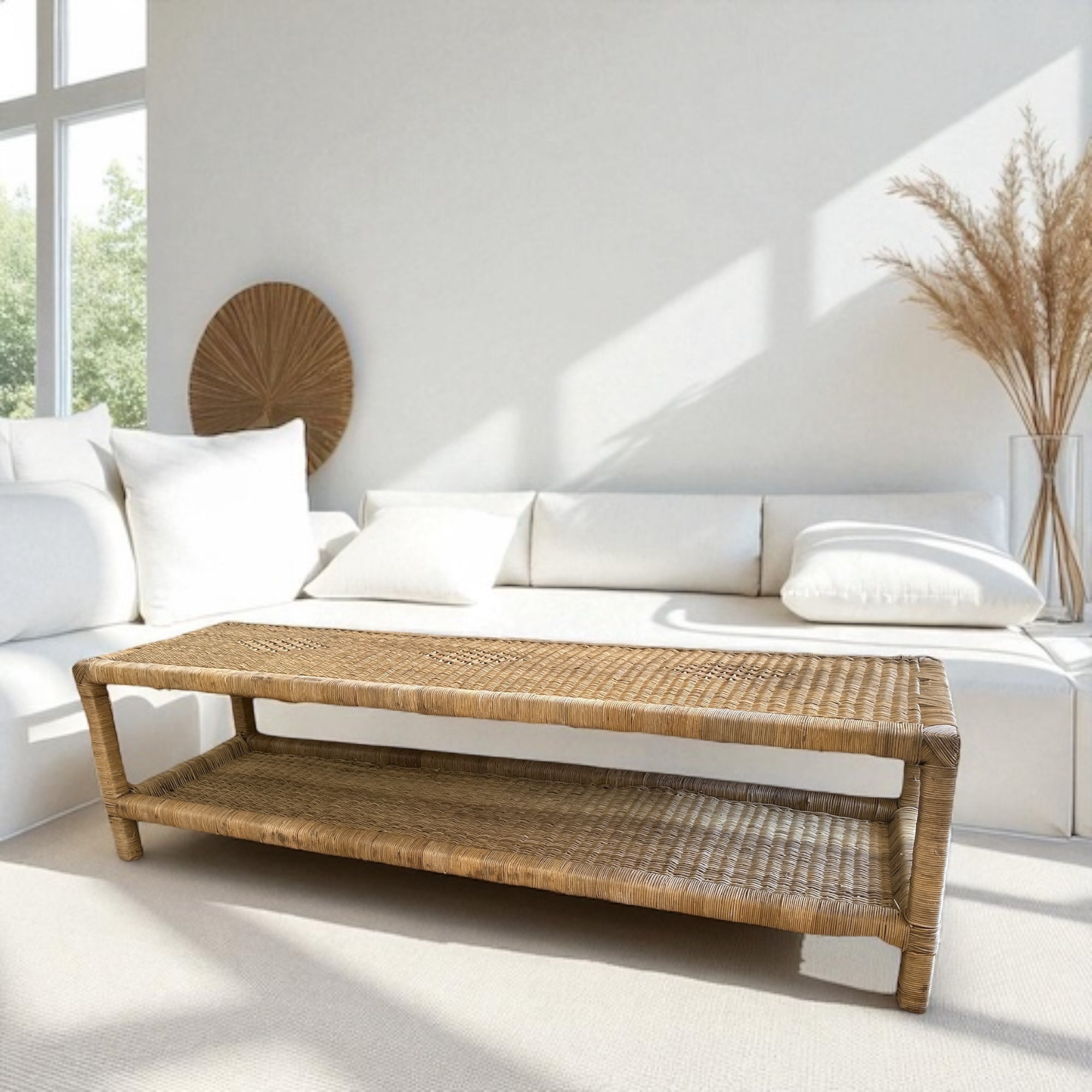 Malawi Cane Bench  - Solid Weave Double