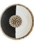 African Beaded Shield - White/Black