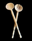 Wooden African Serving Spoons - White