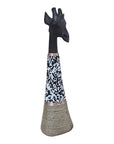 Beaded Wooden Giraffe Statue - Black/B/W Speckle