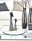Beaded Wooden Giraffe Statue - Black/B/W Speckle