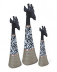 Beaded Wooden Giraffe Statue - Black/B/W Speckle