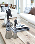 Beaded Wooden Giraffe Statue - Black/B/W Speckle
