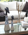 Beaded Wooden Giraffe Statue - Black/B/W Speckle