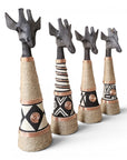 Beaded Wooden Giraffe Statue - Black/Ethnic Copper Range