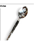 Silver Beaded African Serving Spoon Large - Black/Silver