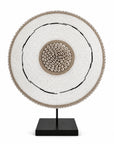 African Beaded Shield - White / Black Mesh