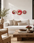 Rwanda Basket Wall Decor Set - 3 Piece "Pink/Natural" (Sisal Imported)