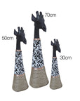 Beaded Wooden Giraffe Statue - Black/B/W Speckle
