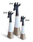 Beaded Wooden Giraffe Statue - Black/White