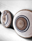 African Beaded Shield - White / Black Bullseye
