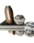 NEW - SHELL / Beaded Tea Lights - White/Copper - eyahomeliving