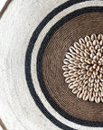 African Beaded Shield - White / Black Bullseye