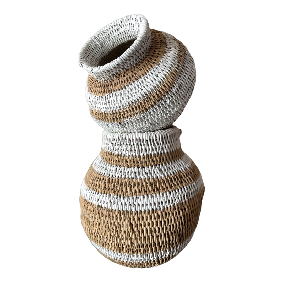 Buhera Baskets - White Stripe - eyahomeliving