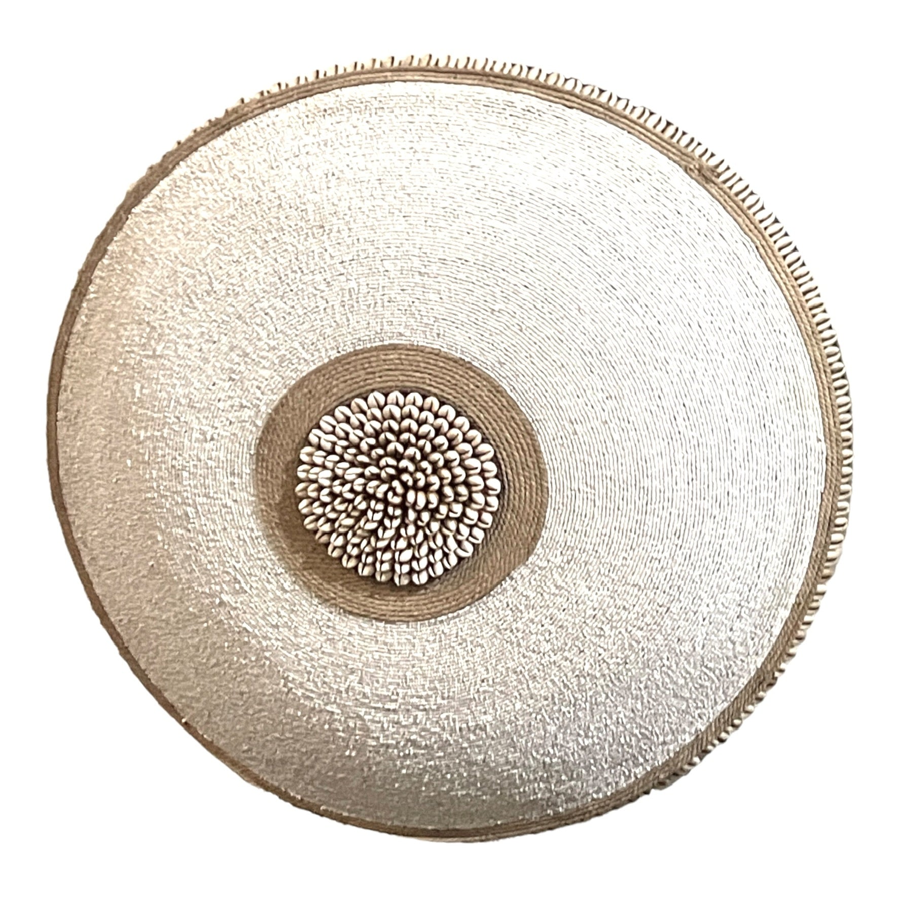 African Beaded Shield - White - eyahomeliving