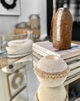 Cowrie Shell / Beaded Tea Lights - Off White