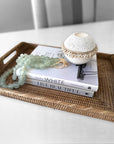 Cowrie Shell / Beaded Tea Lights - Off White