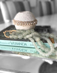 Cowrie Shell / Beaded Tea Lights - Off White