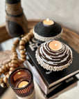 NEW - SHELL / Beaded Tea Lights - White/Copper - eyahomeliving