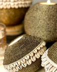 NEW - SHELL / Beaded Tea Lights - GOLD - eyahomeliving