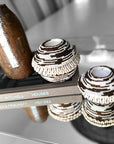 NEW - SHELL / Beaded Tea Lights - White/Copper - eyahomeliving