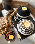 NEW - Beaded Tea Lights - Black - eyahomeliving