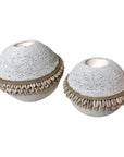 Cowrie Shell / Beaded Tea Lights - Off White
