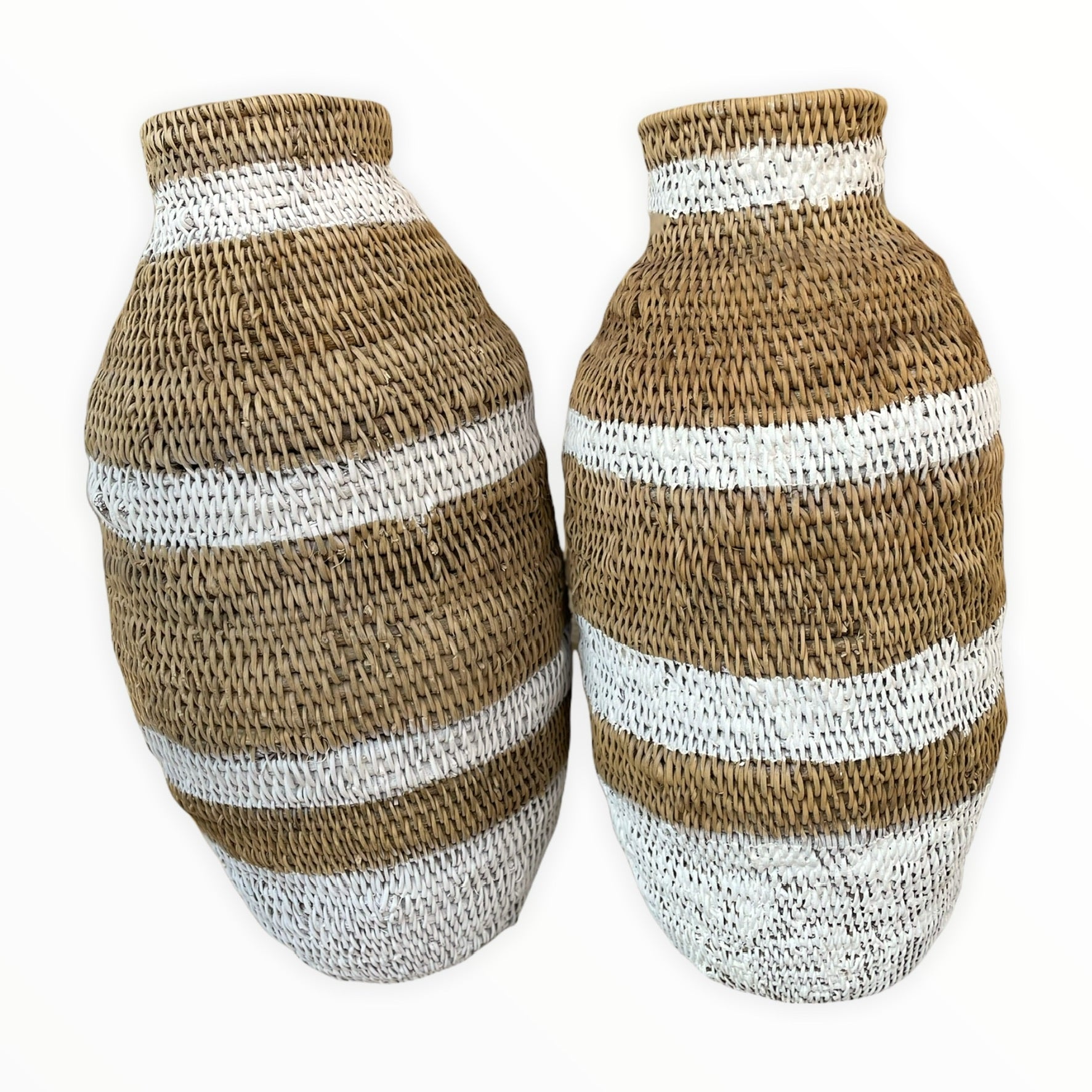 Buhera Baskets - White Stripe - eyahomeliving