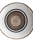 African Beaded Shield - White / Black Bullseye