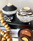 NEW - SHELL / Beaded Tea Lights - White/Copper - eyahomeliving