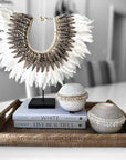 Cowrie Shell / Beaded Tea Lights - Off White