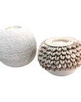 Cowrie Shell / Beaded Tea Lights - Off White